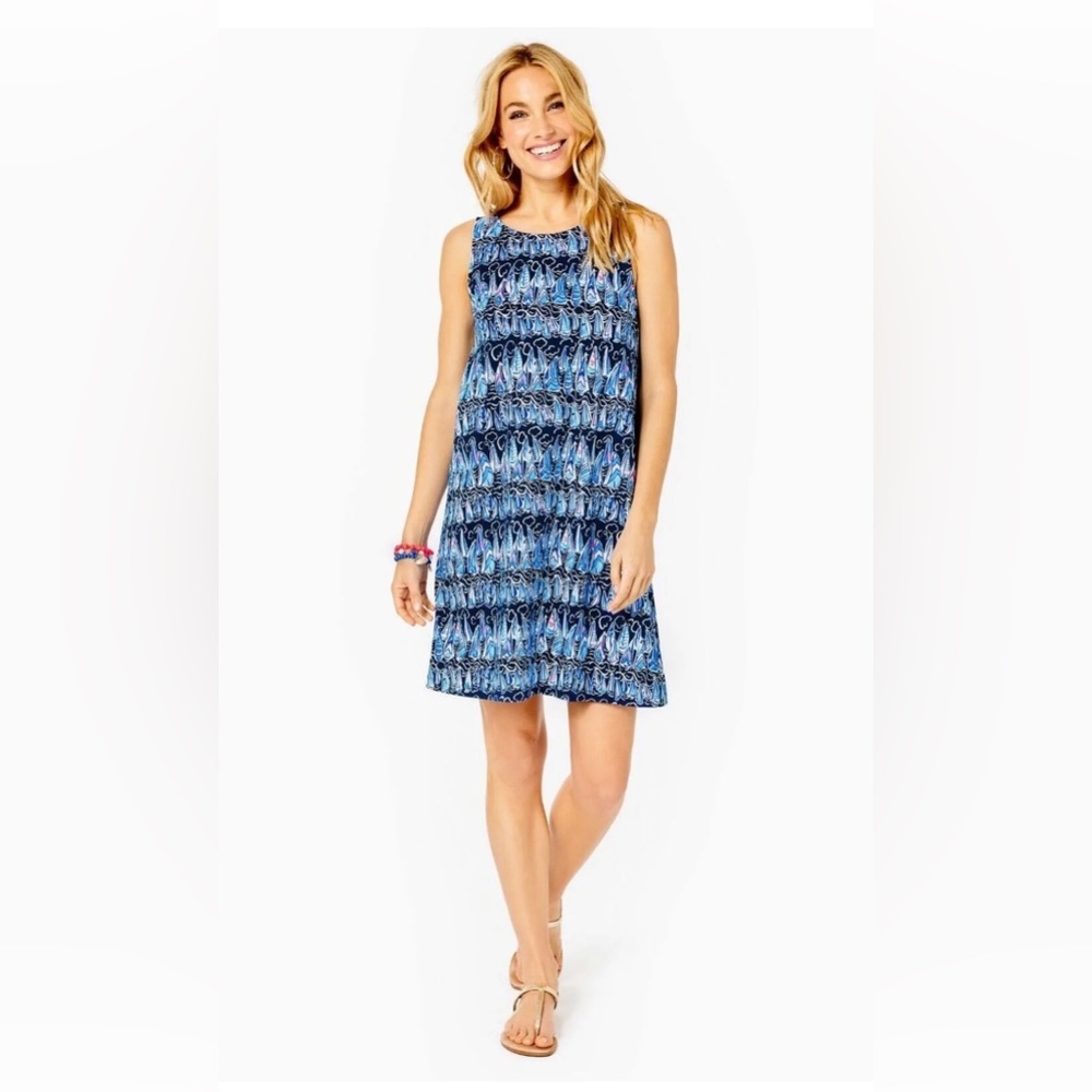 Lily Pulitzer Kristen Swing Dress - Navy Sailboats size L
